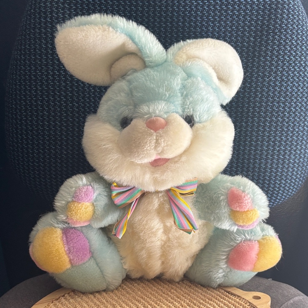 Adorable Blue and Cream Stuffed Bunny Toy